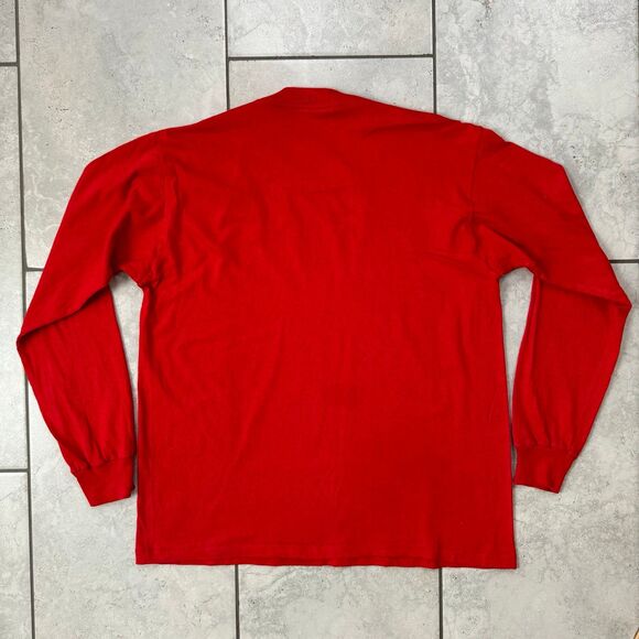 VINTAGE 80s Nike Just Do It Swoosh Logo Red Long Sleeve Size L USA - Picture 5 of 6
